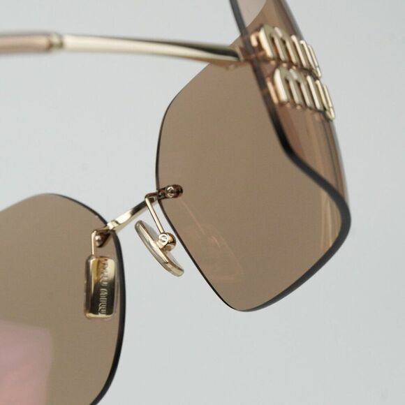 NEW Miu Miu MU54YS ZVN20F Gold Pink Mirror Wraparound Rimless Women Sunglasses main image 6